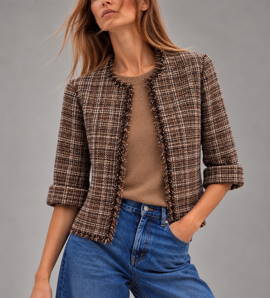 Chaqueta tweed marrón