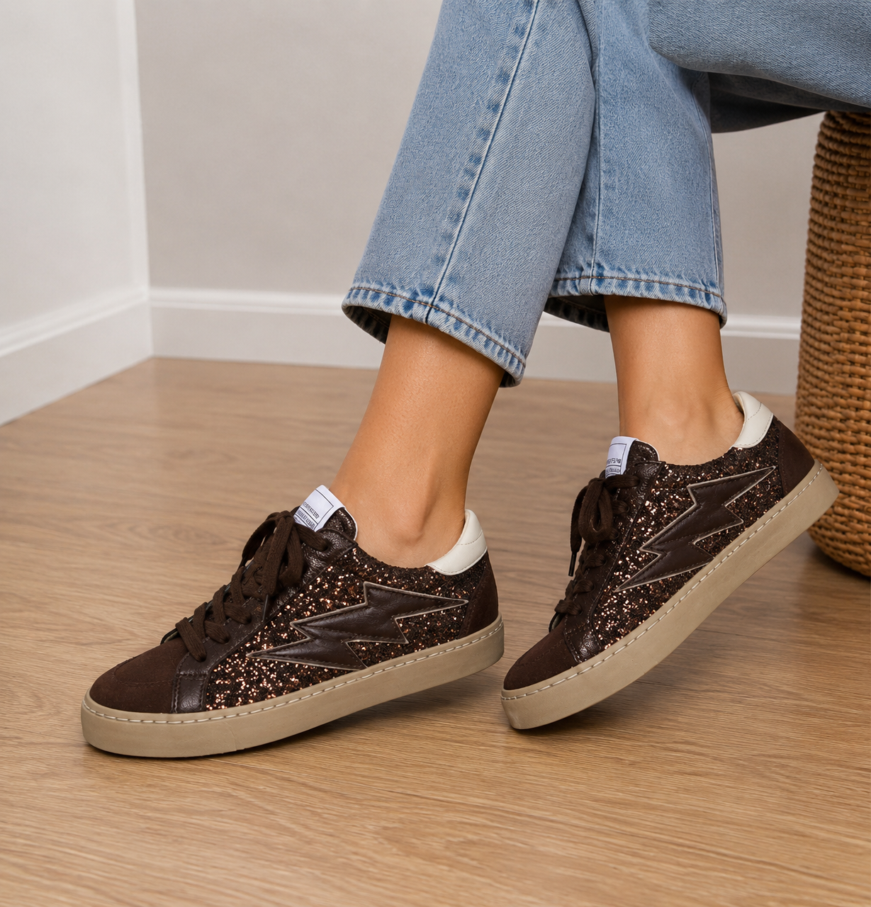 Deportivas marrón glitter