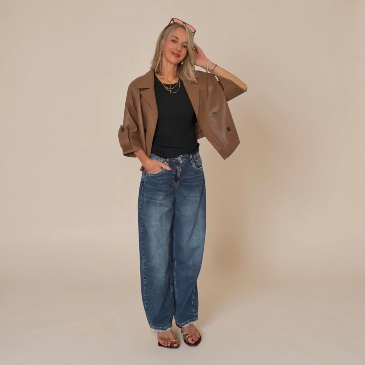 Denim barrel azul