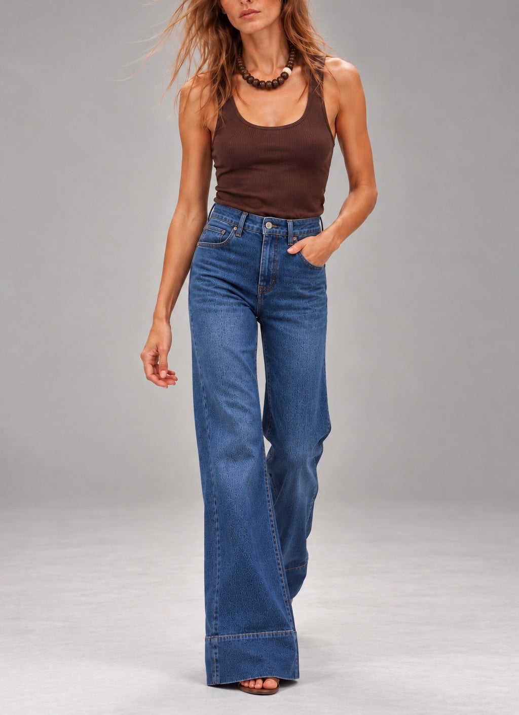Denim flare azul medio