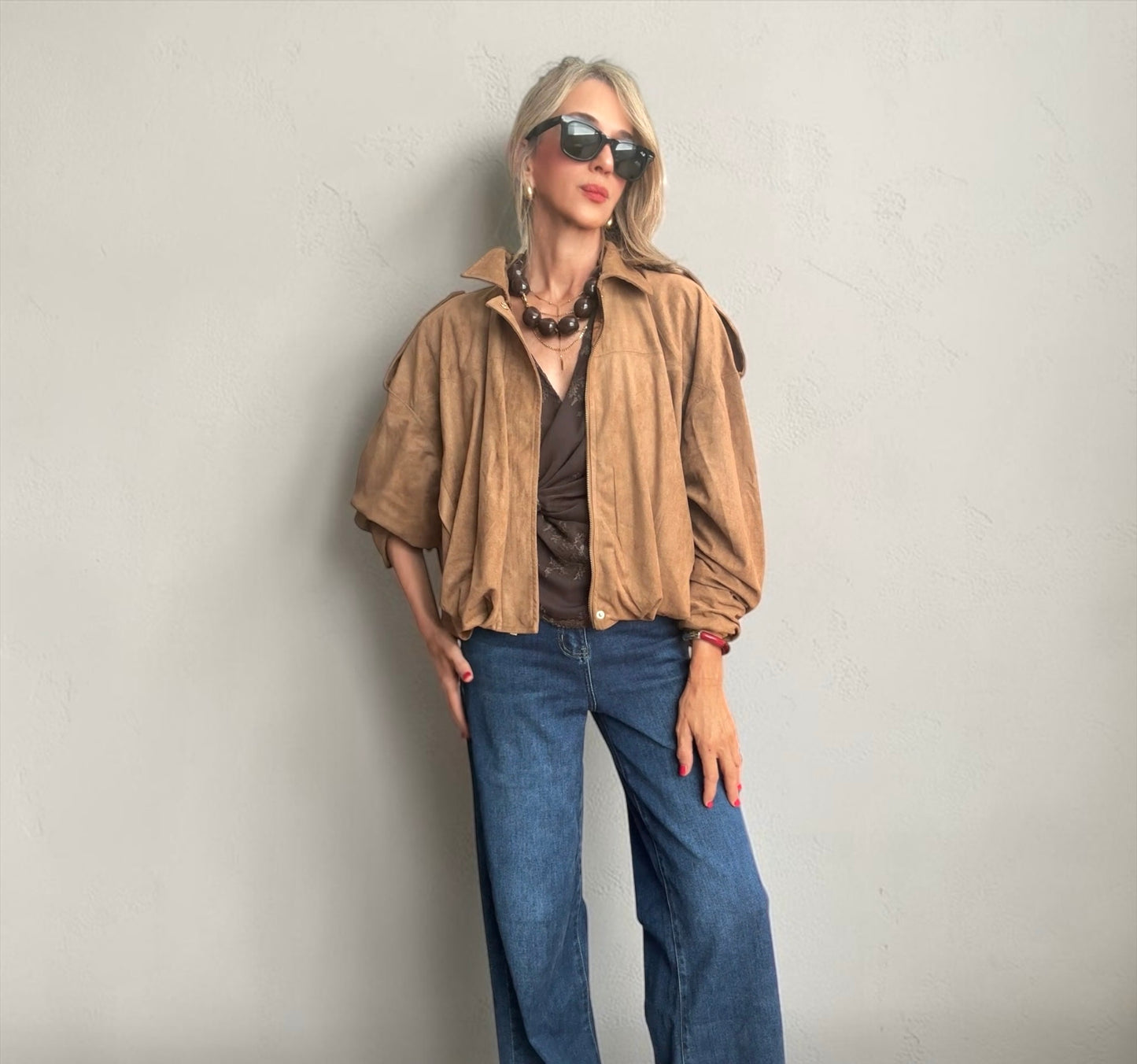 Chaqueta bomber camel
