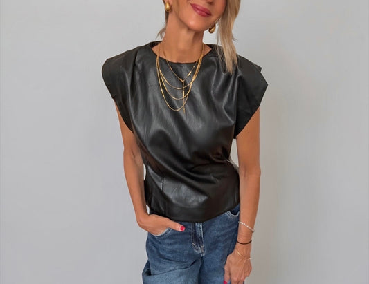 Top efecto piel negro