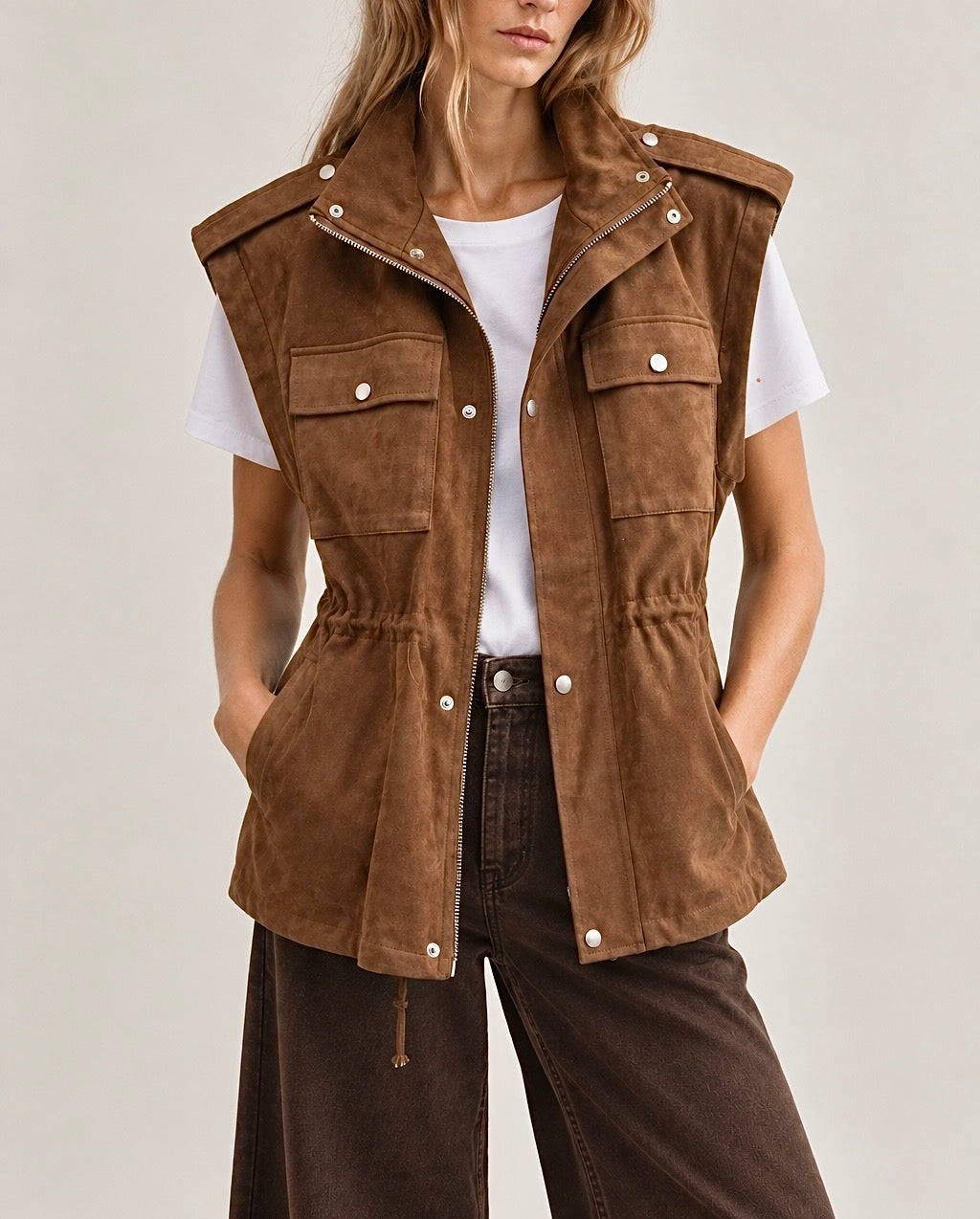 Chaleco efecto ante camel