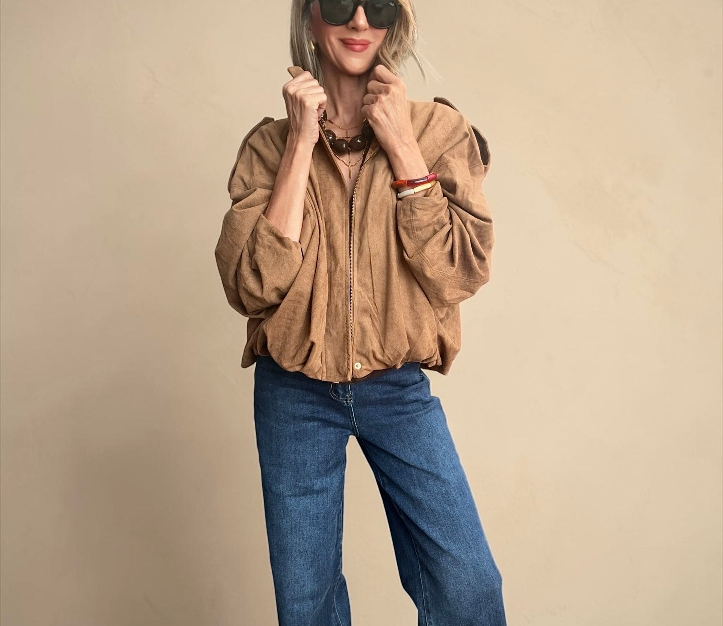 Chaqueta bomber camel