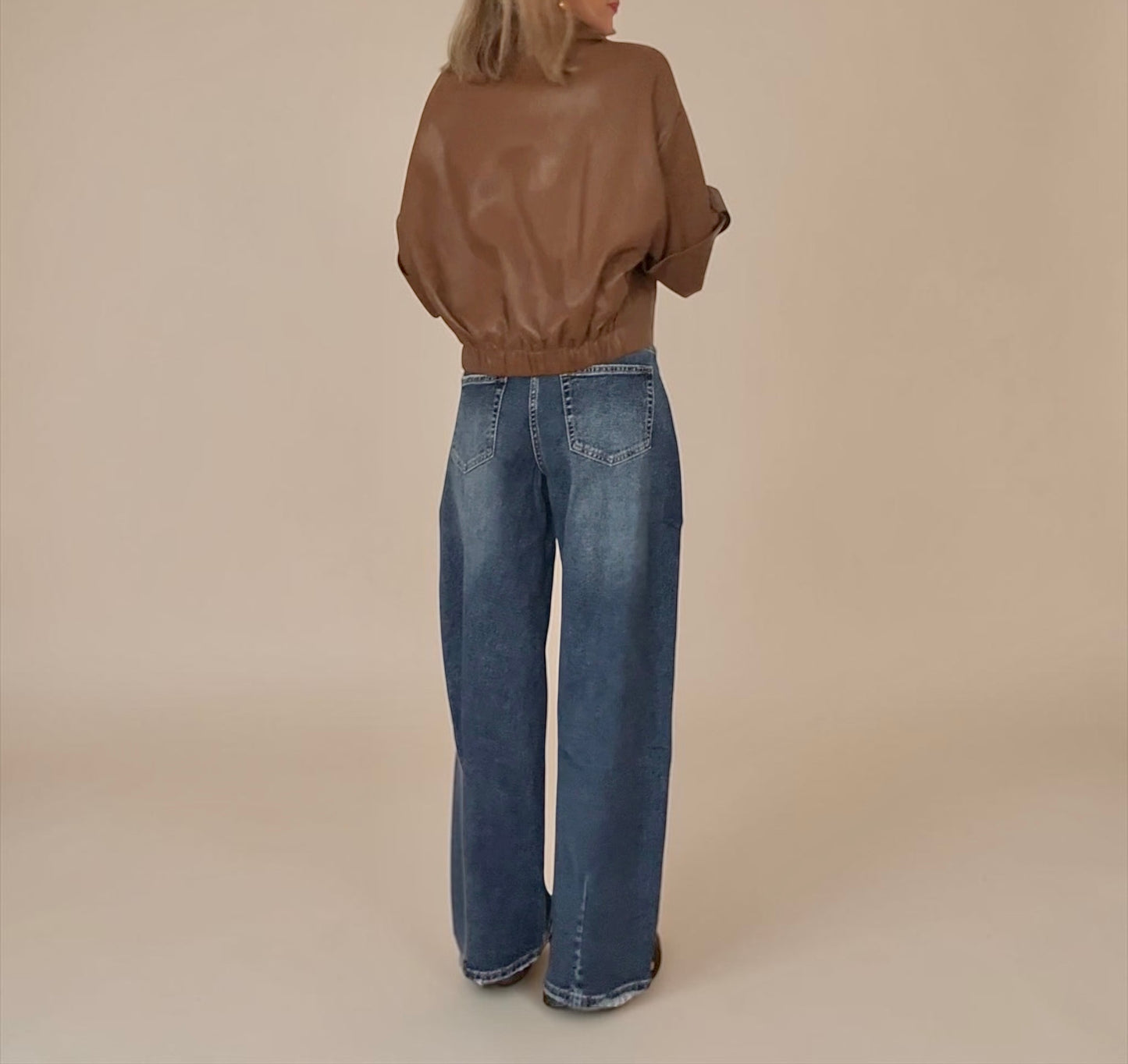Chaqueta efecto piel camel