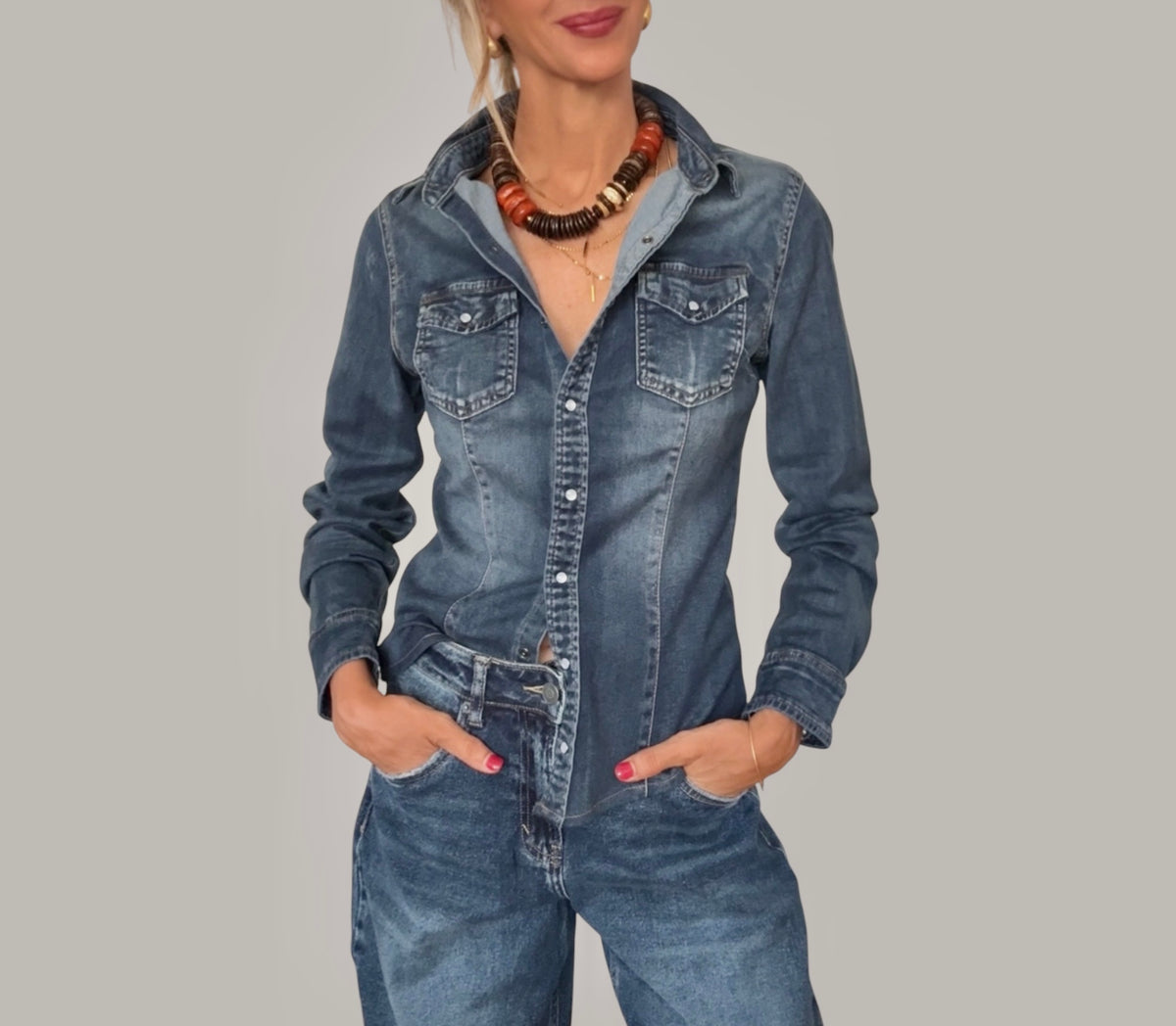 Camisa denim azul