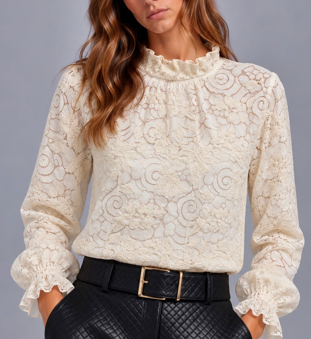 Blusa encaje beige