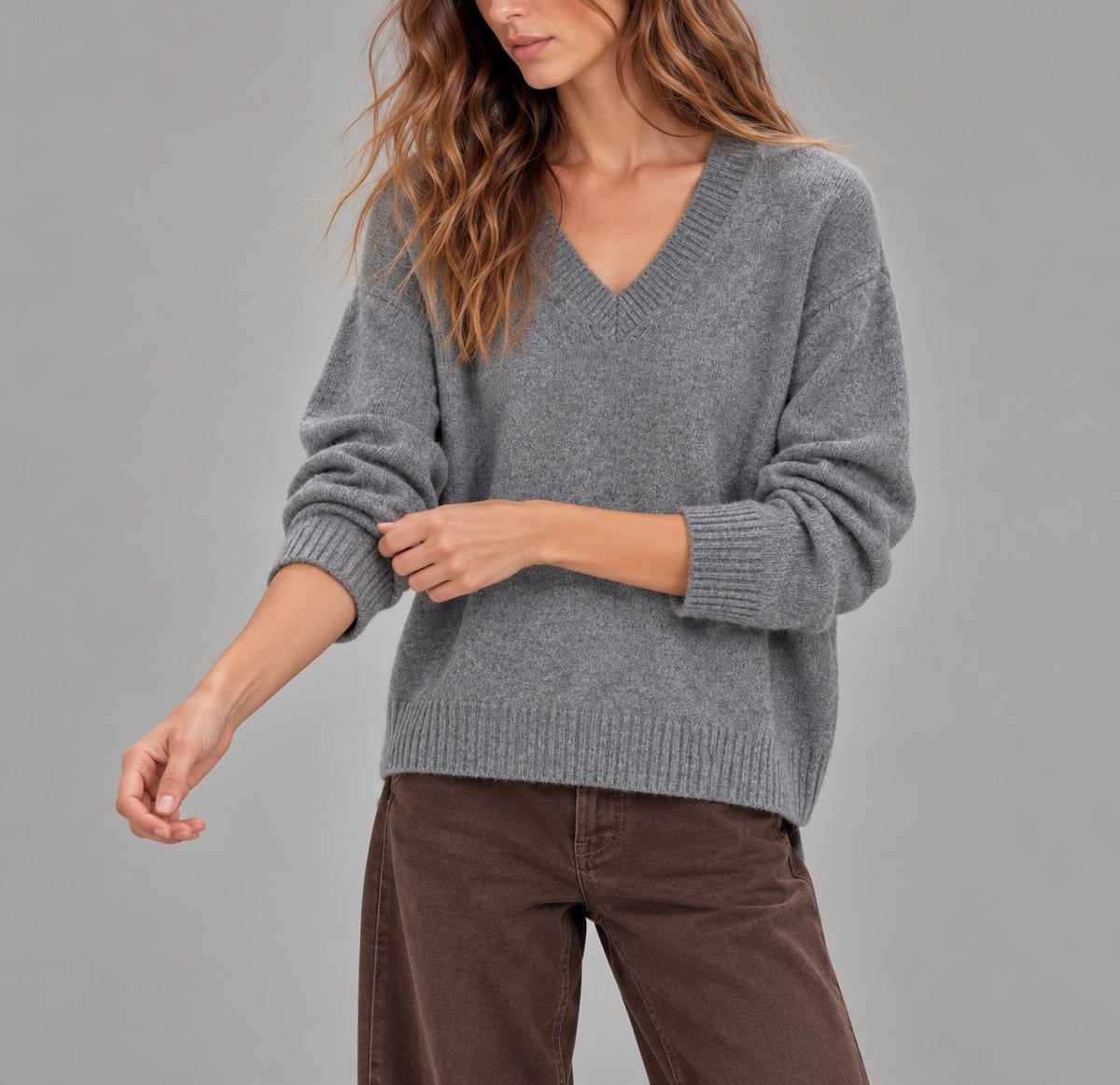 Jersey lana pico gris