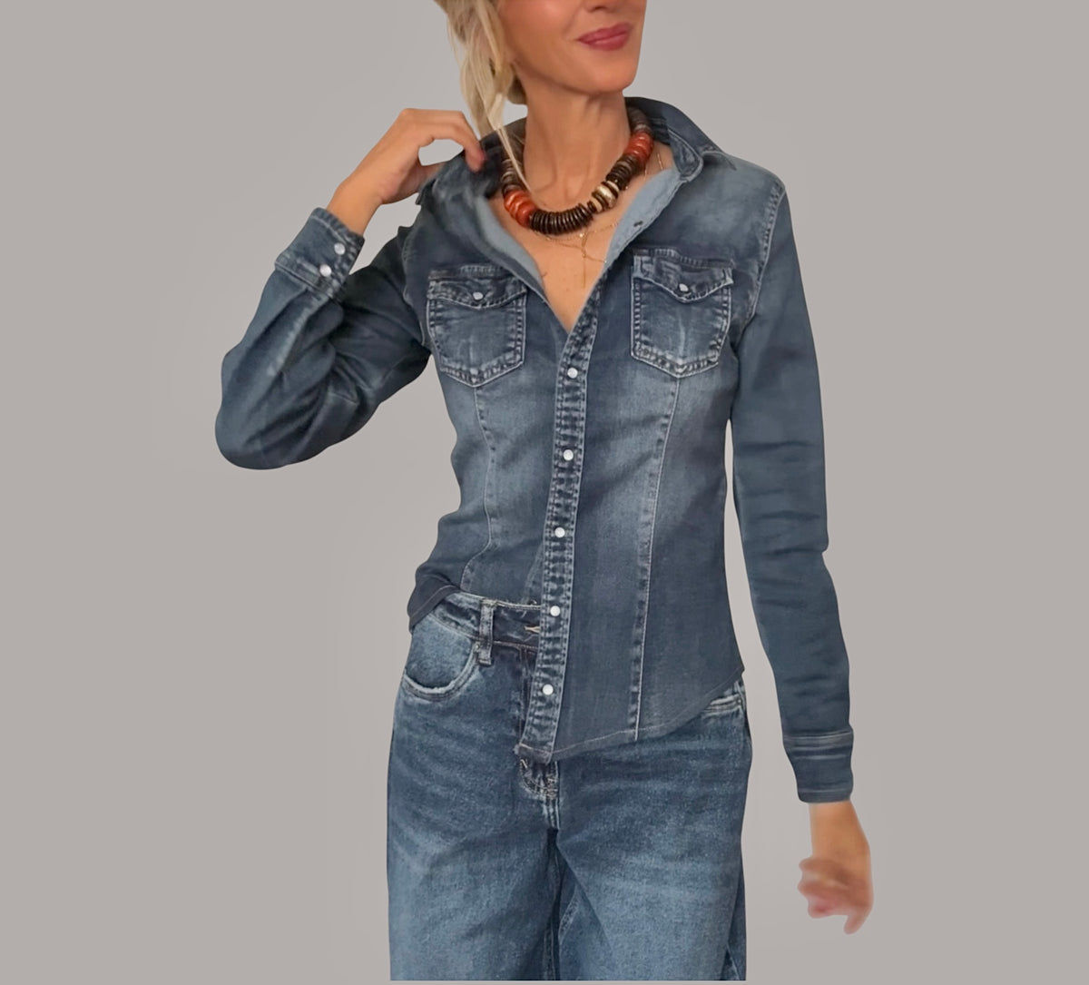 Camisa denim azul