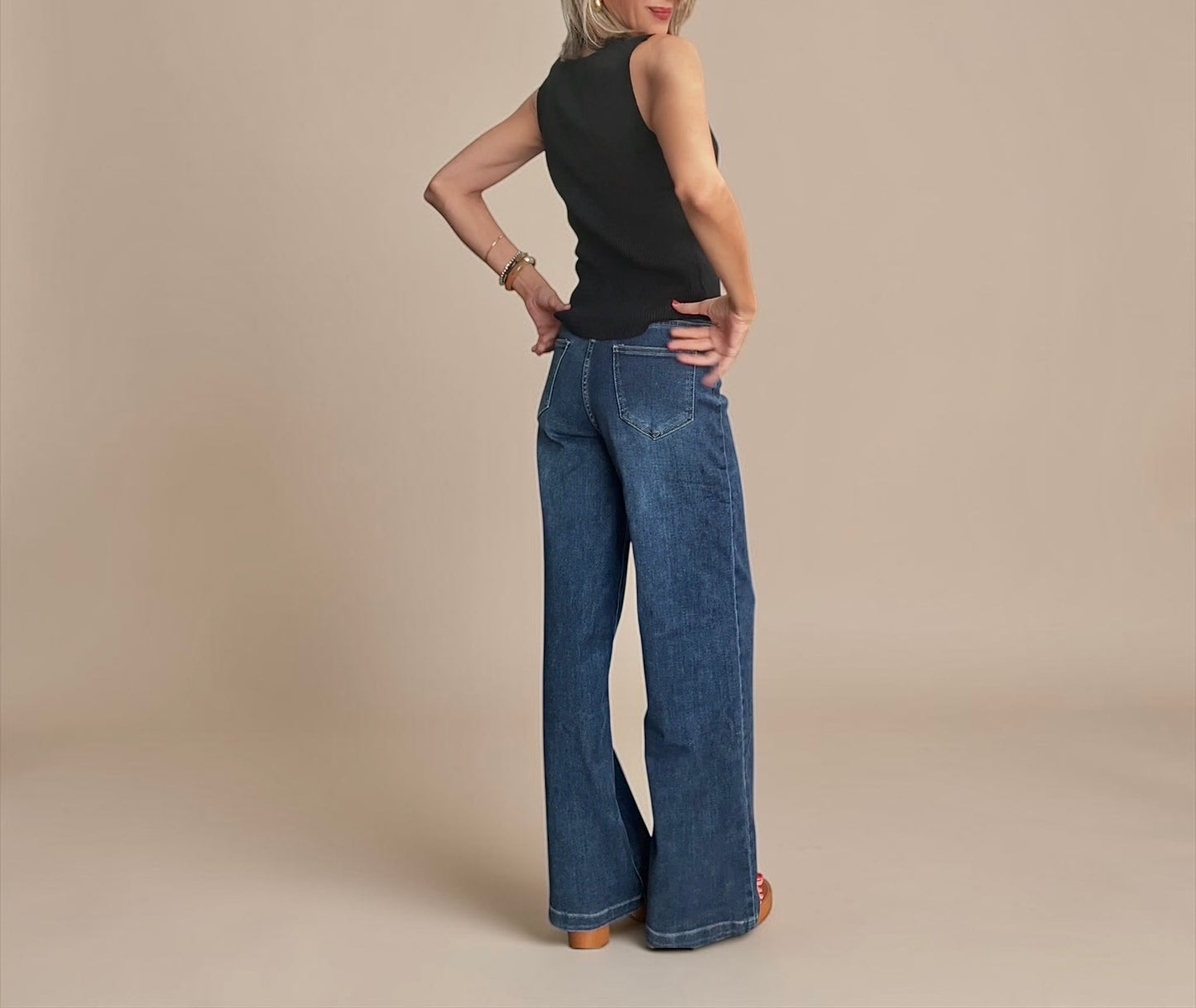 Denim corte recto azul medio