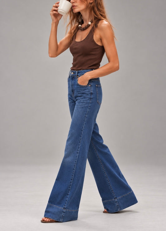 Denim flare azul medio