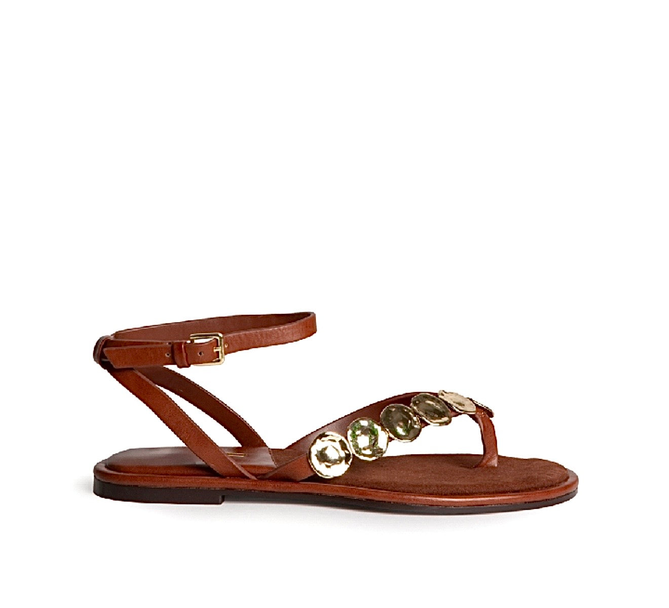Sandalia plana camel & dorado