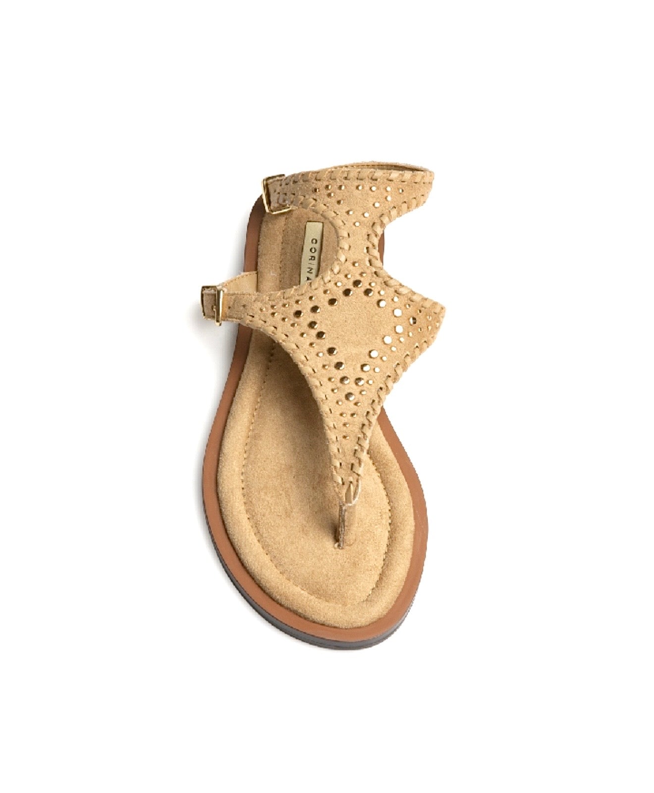 Sandalia tachuelas doradas camel