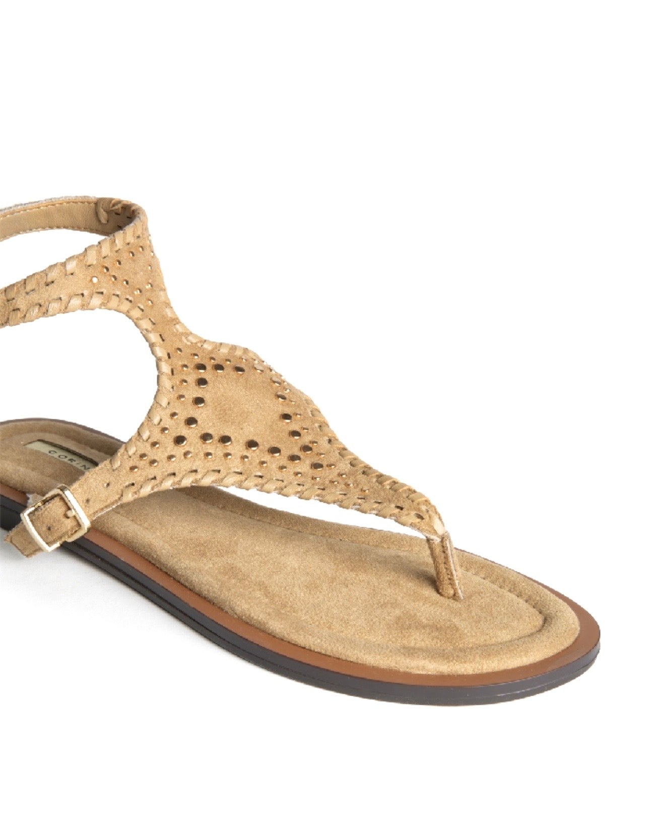 Sandalia tachuelas doradas camel