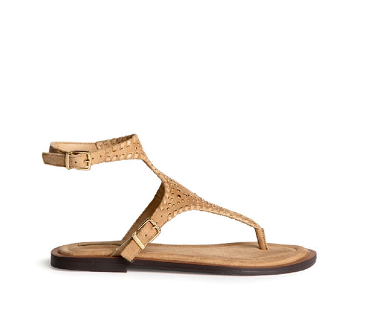 Sandalia tachuelas doradas camel