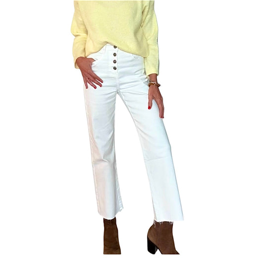 Pantalón denim botones blanco