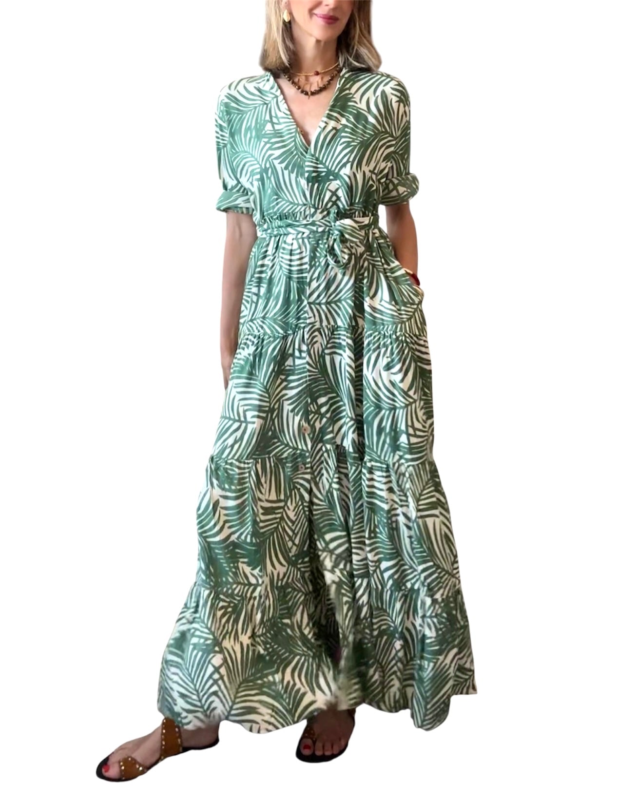 Vestido camisero verde