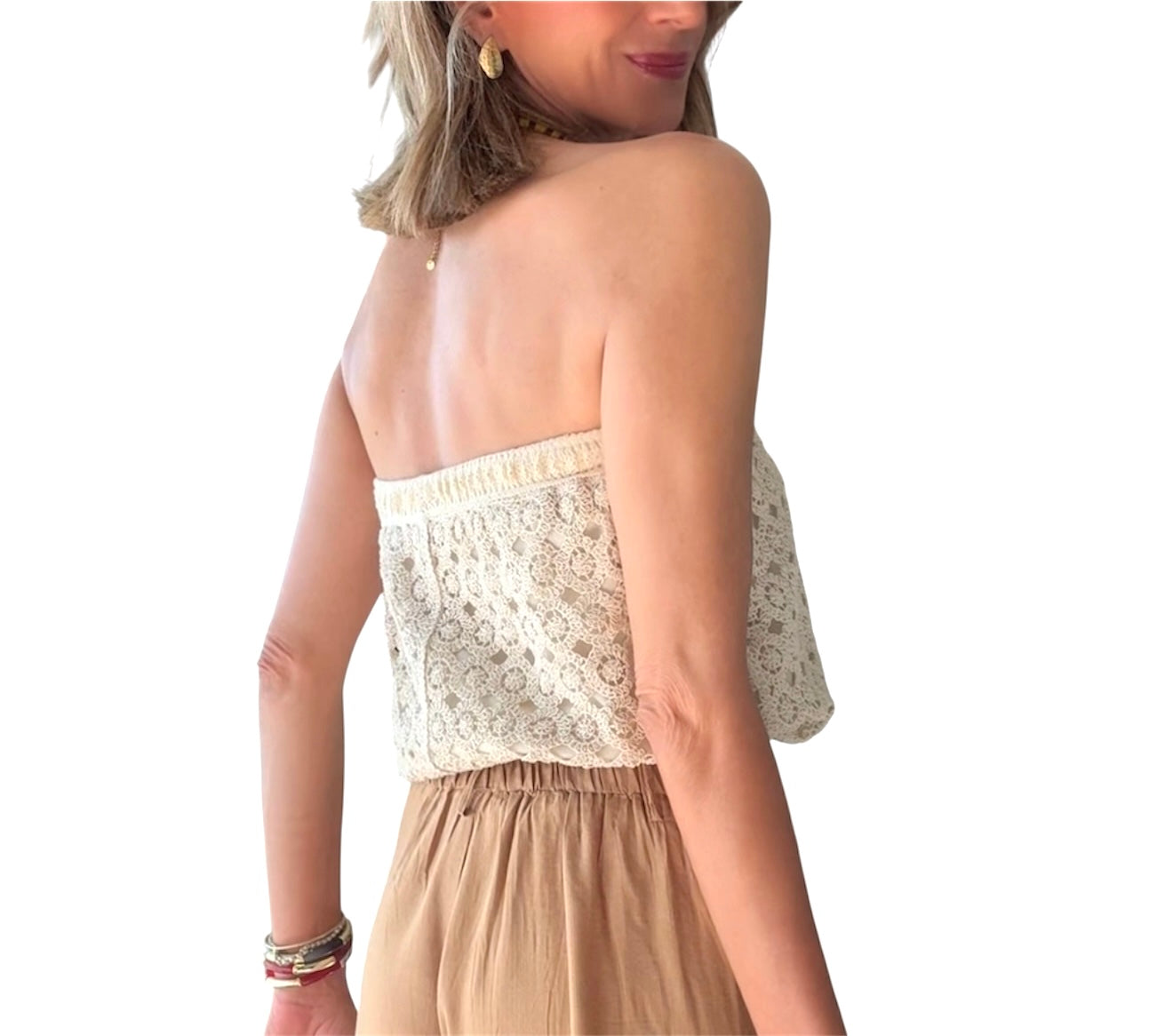 Top crochet beige