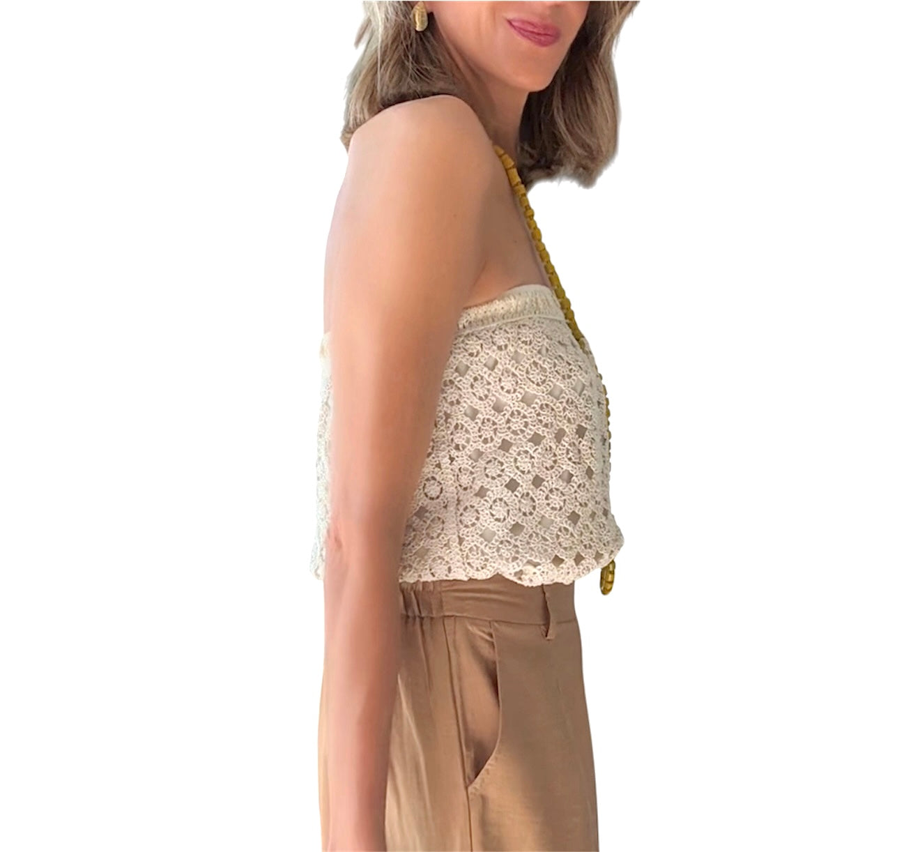 Top crochet beige
