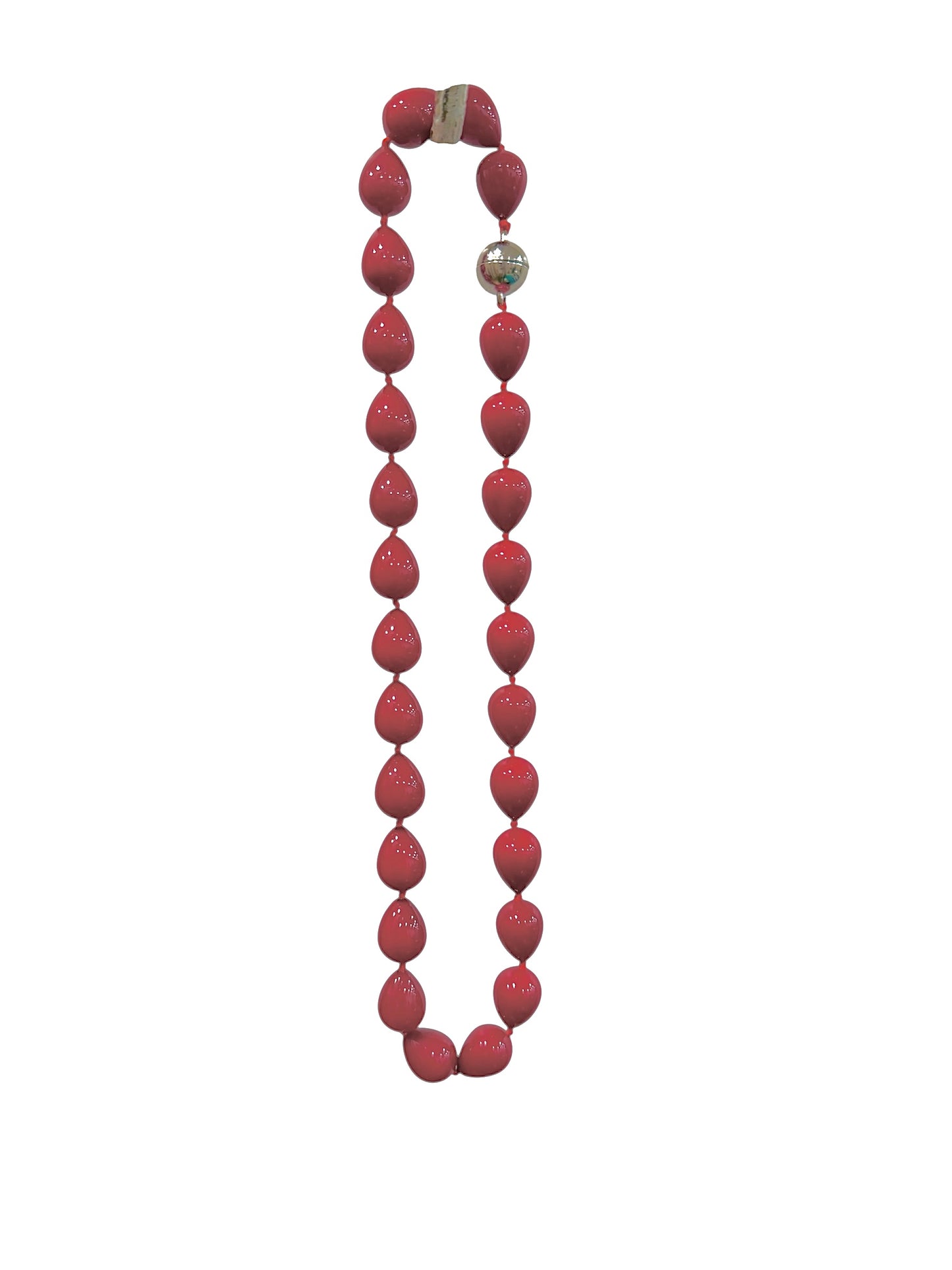 Collar perlas ovaladas rojo