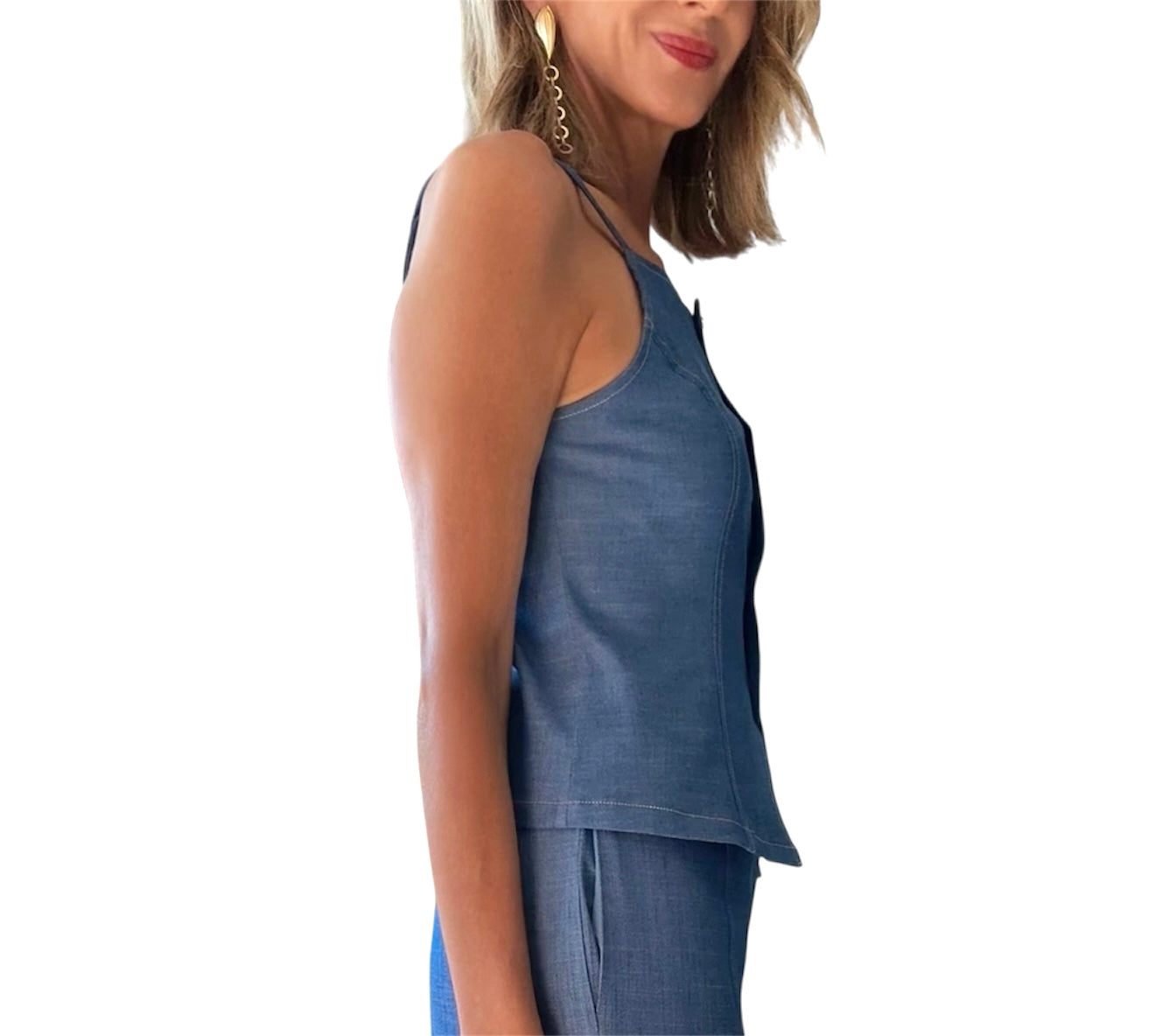 Chaleco denim fino azul