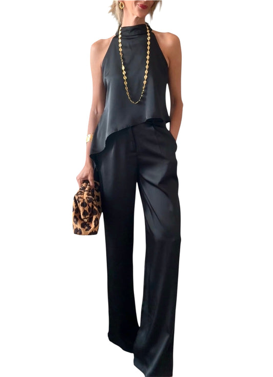 Conjunto satinado negro