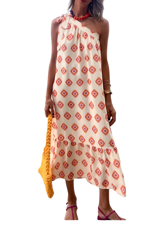 Vestido estampado asimétrico