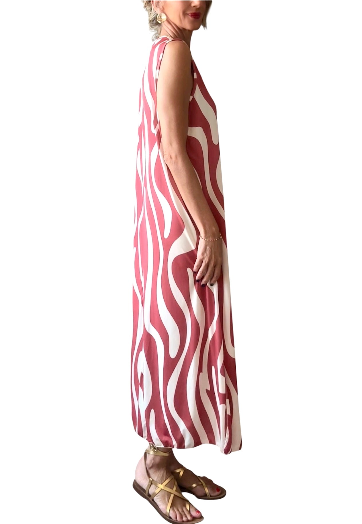 Vestido Lara teja&beige