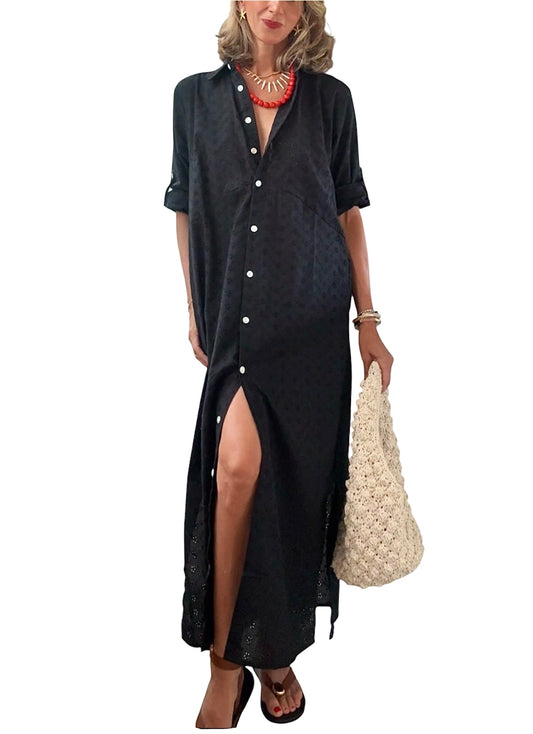 Vestido camisero broderie