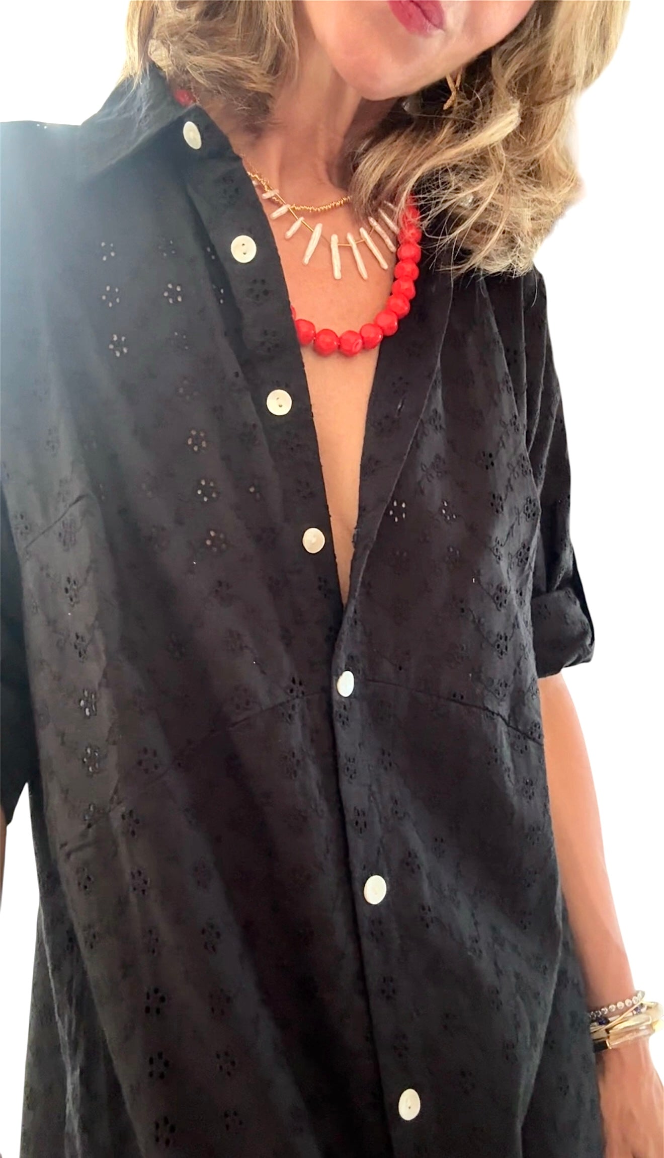 Vestido camisero broderie