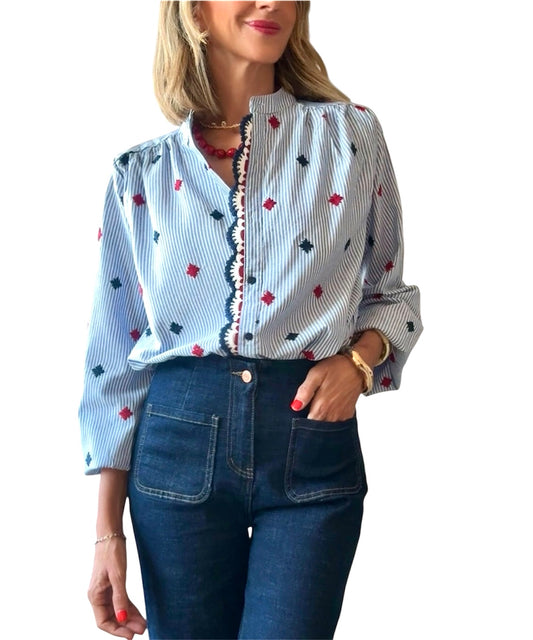 Camisa rayas&bordados