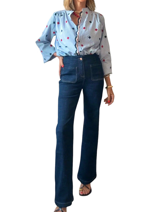 Denim bolsillos azul oscuro