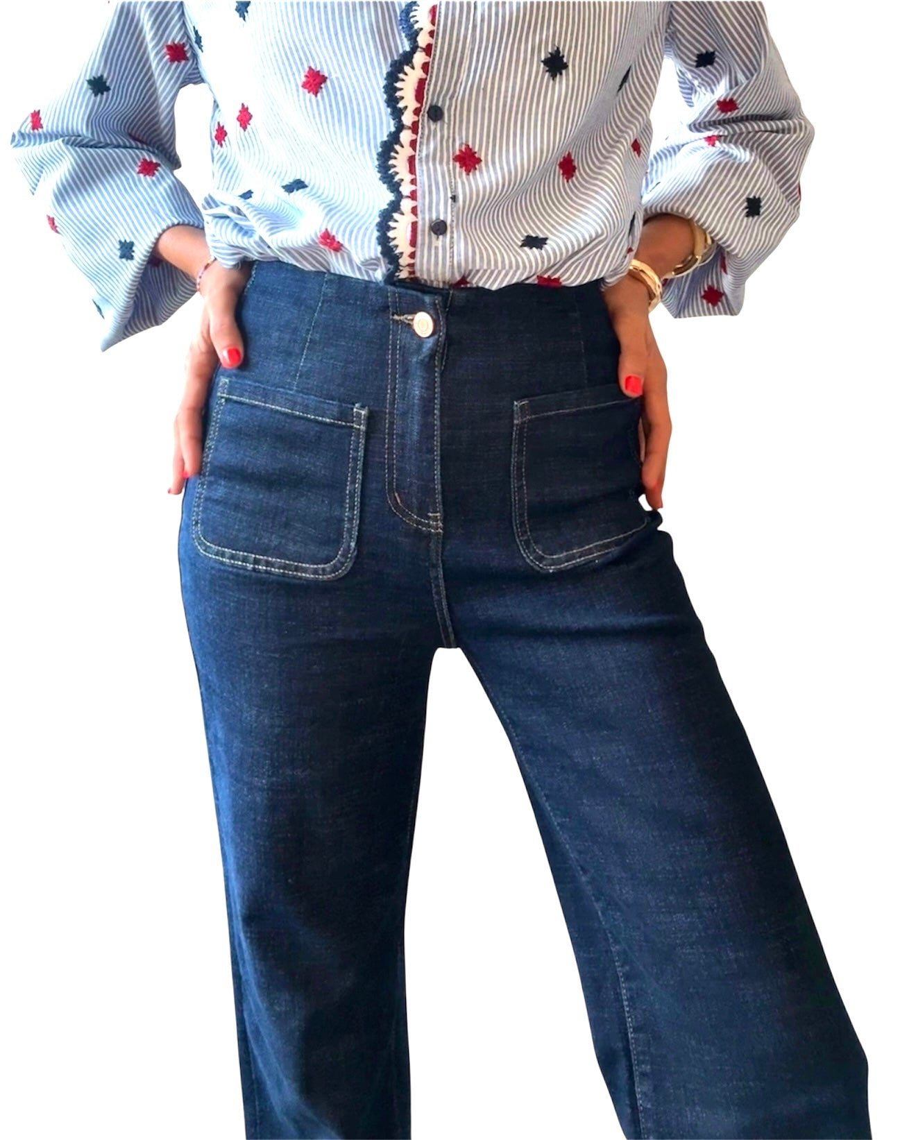 Denim bolsillos azul oscuro