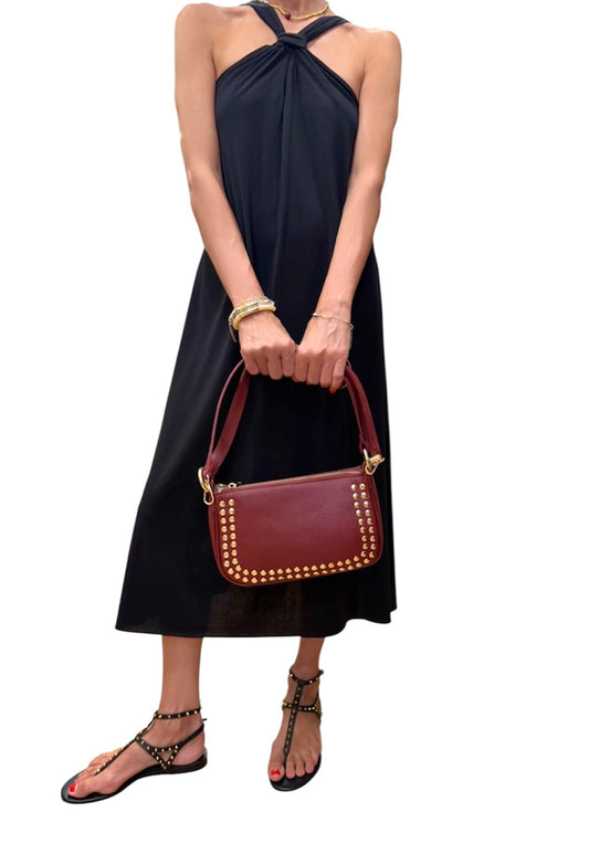 Bolso tachuelas burdeos