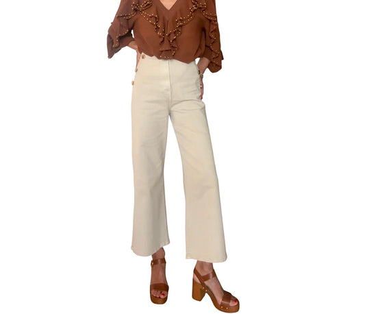 Denim botones dorados beige