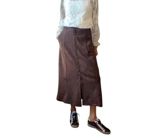 Falda botones marrón