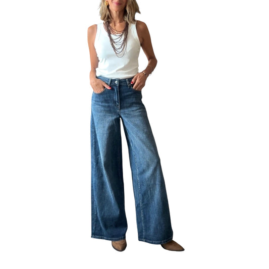 Denim pierna ancha azul