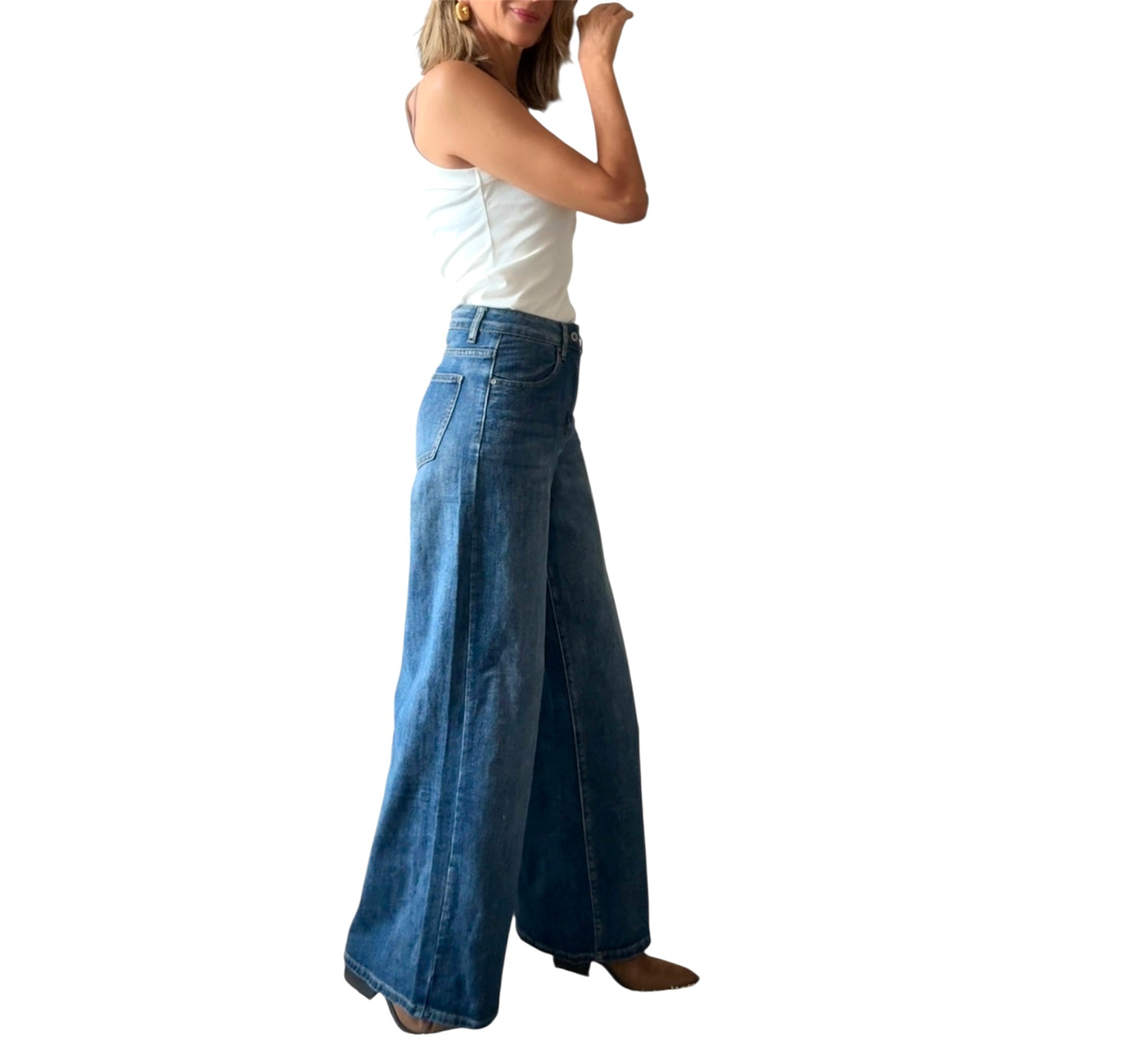 Denim pierna ancha azul