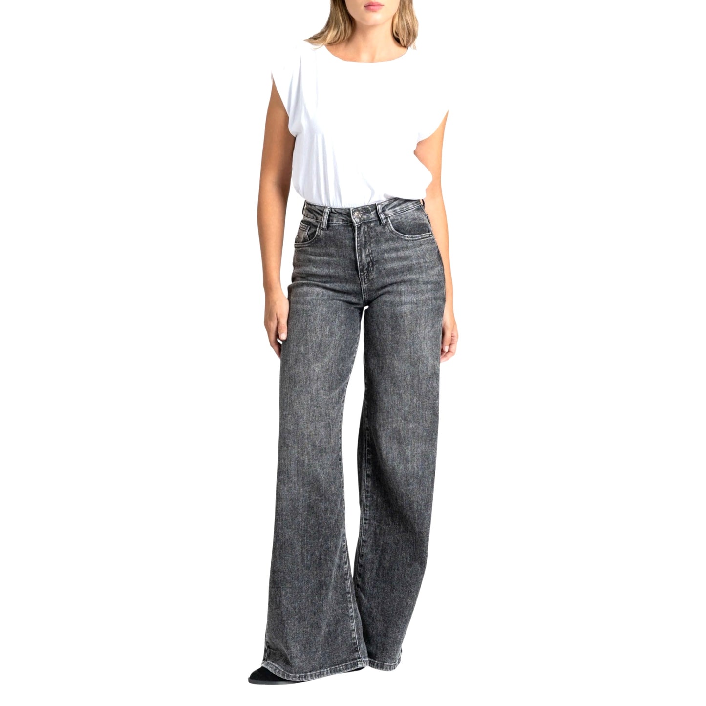 Denim pierna ancha gris