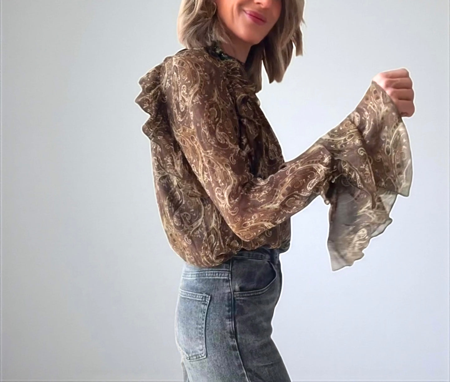 Camisa fluida estampado cachemir