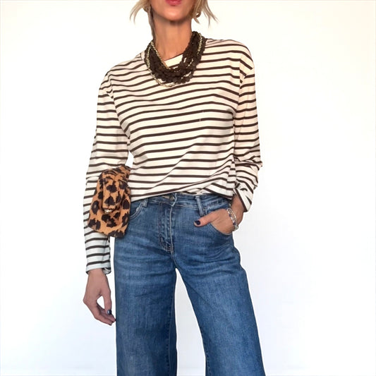 Camiseta rayas marrón & beige