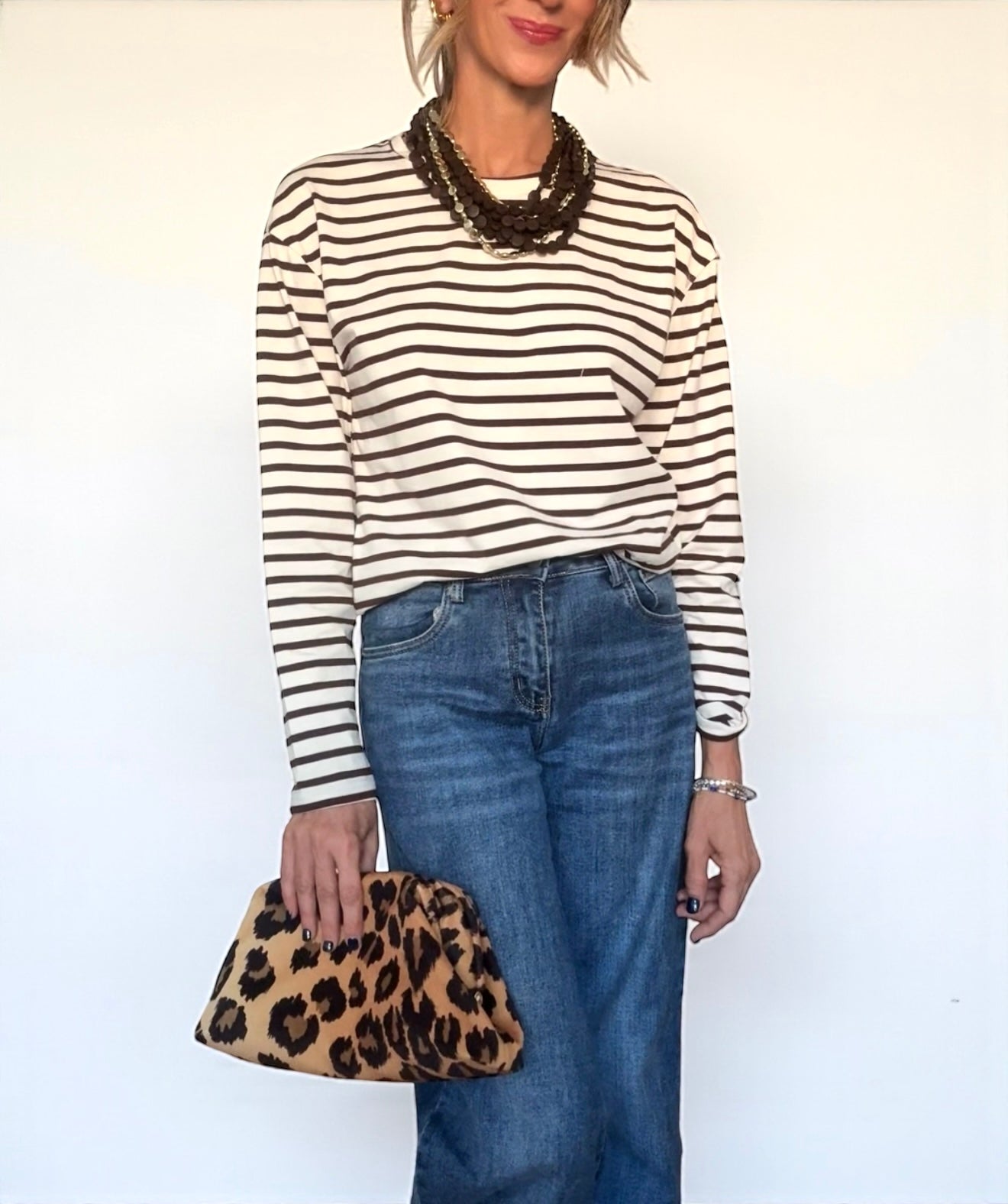 Camiseta rayas marrón & beige