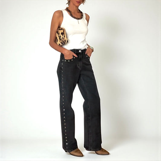 Denim tachuelas gris oscuro