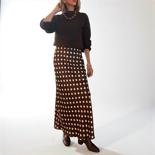 Falda topos marrón & beige