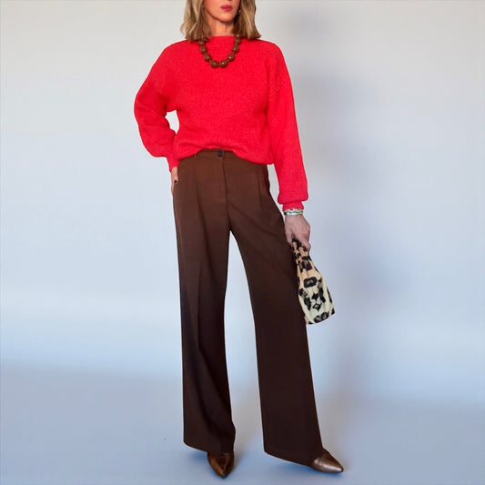 Pantalón pinzas marrón