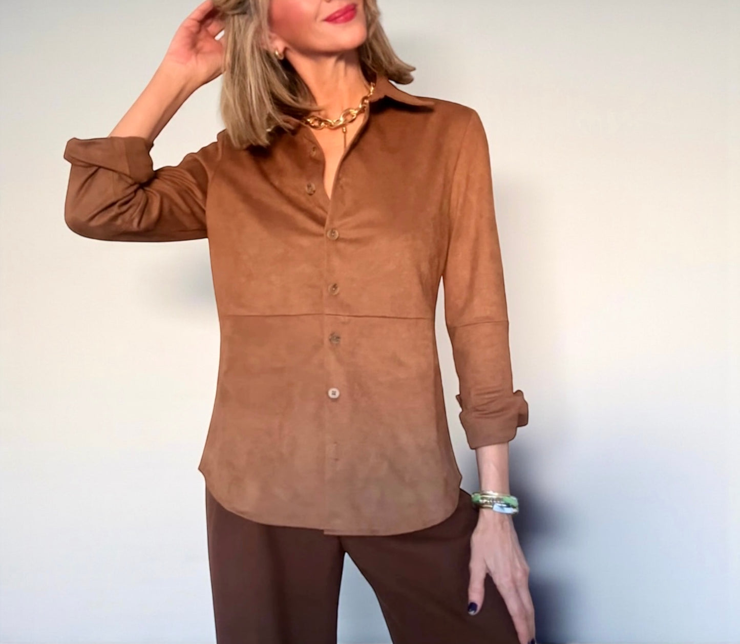 Camisa antelina camel