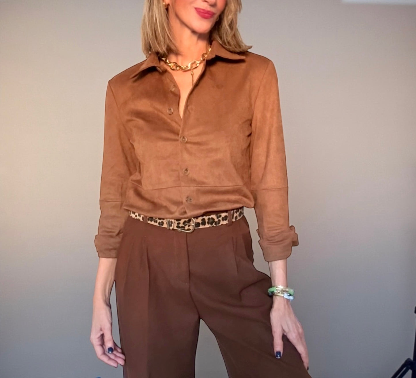 Camisa antelina camel