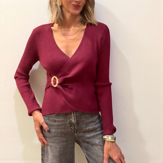 Jersey cruzado burdeos