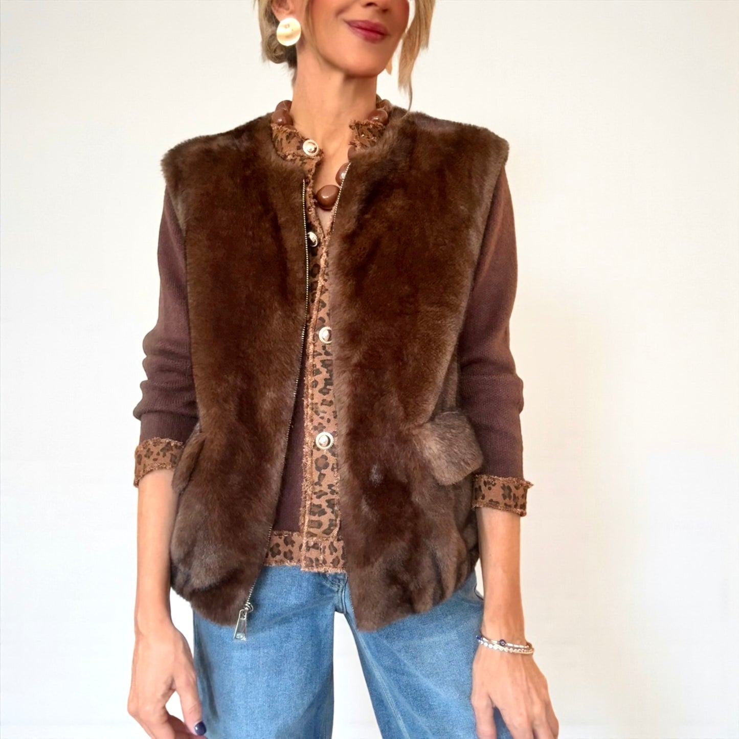 Chaleco pelo marrón
