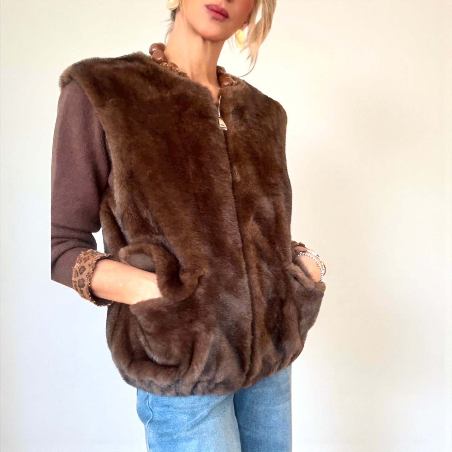 Chaleco pelo marrón